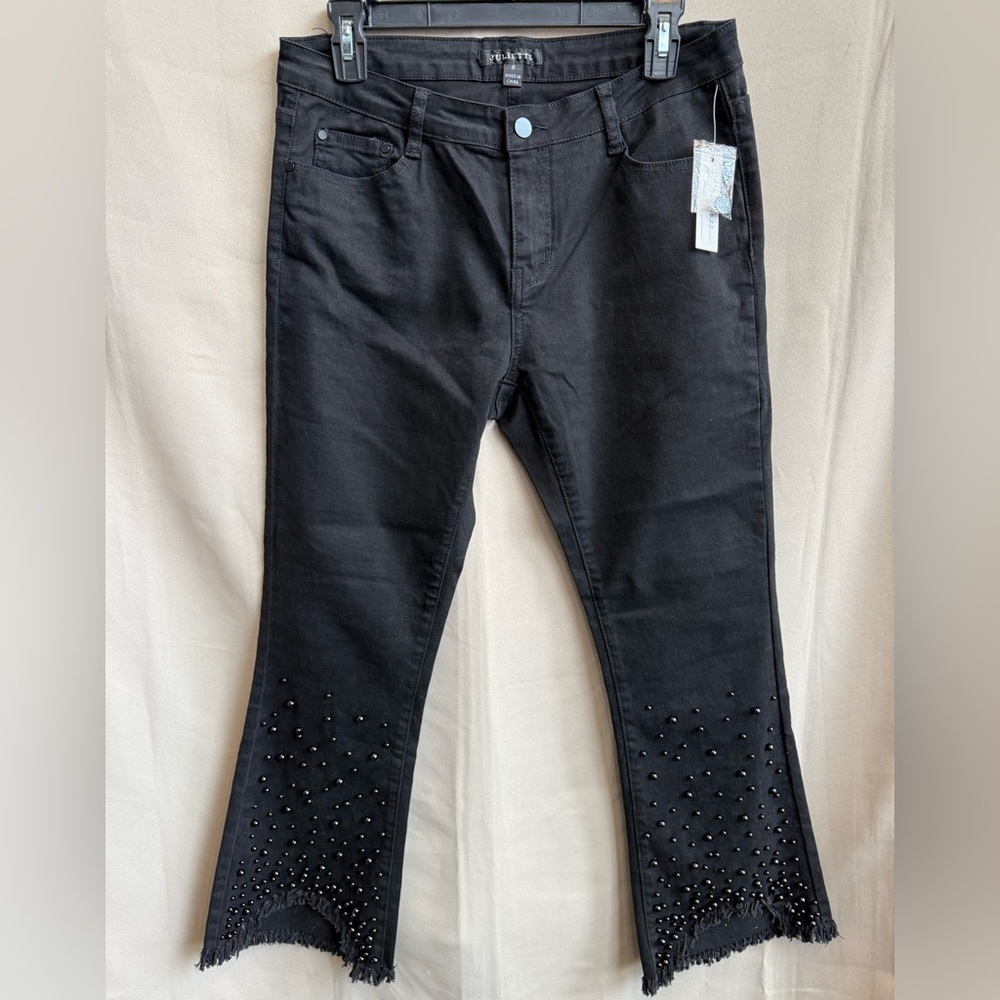 NWT Juliette Black Beaded Ankle Jeans Size 8